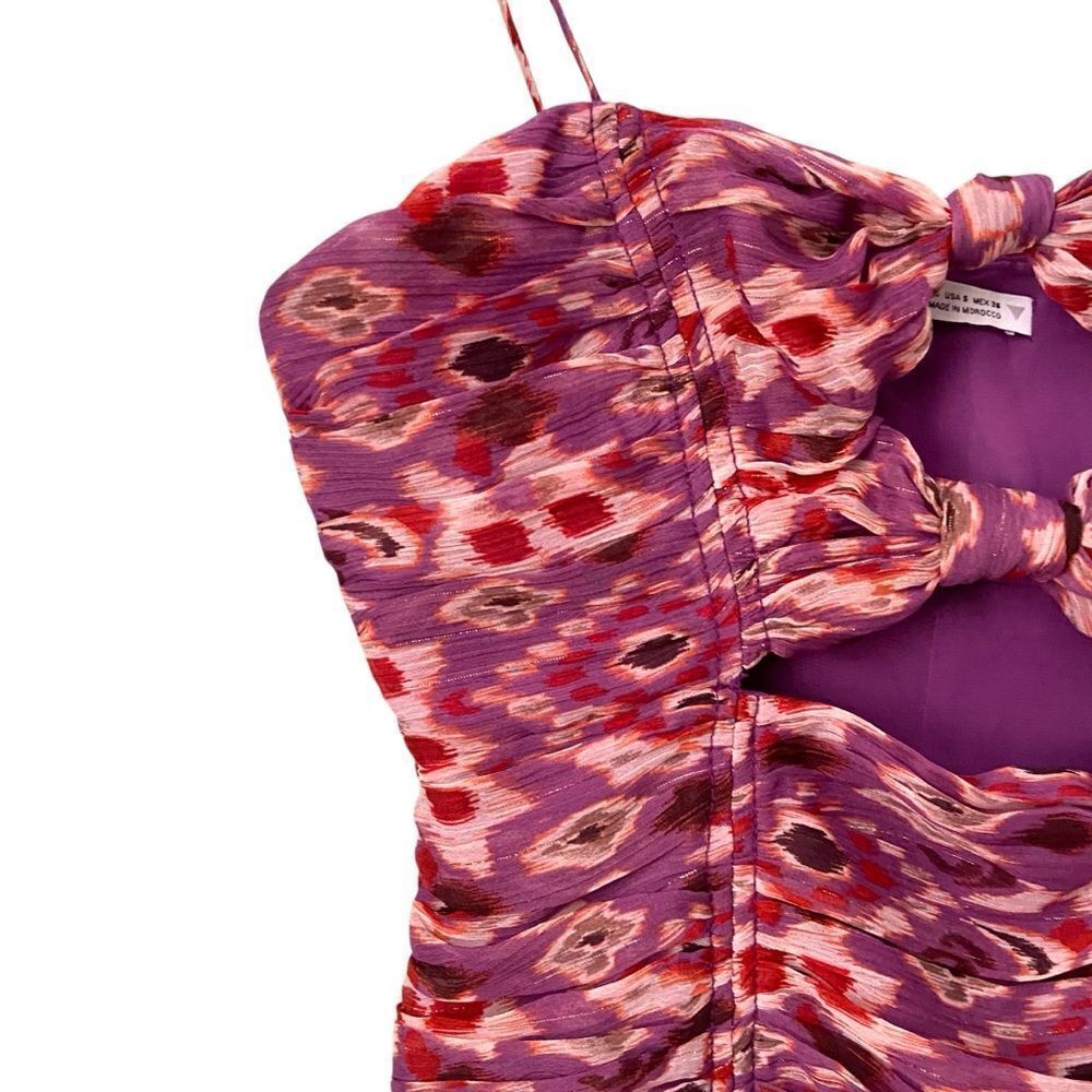 Zara Purple Chiffon Ruched Cutout Strappy Mini Dress in Size S - Picture 7 of 9